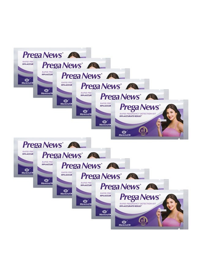 Prega News Prega News Test Kit | One Step Urine Hcg Pregnancy Test Kit Device | 99% Accurate Results In 5 Mins | Pack Of 10 Kits | Indias No 1 Pregnancy Kit.  - Image 1