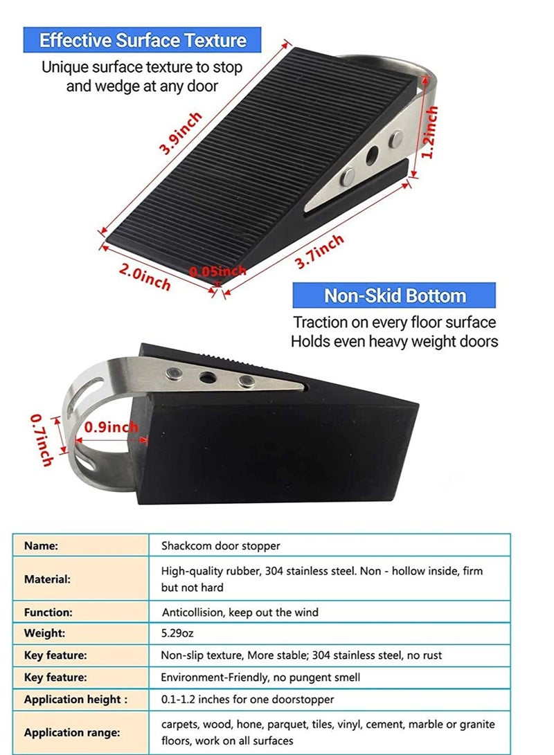SOLARAE Rubber Door Stopper - Door Stop That Won't Scratch Floor or Door - Works On All Surfaces Door Closer, Secure Door Stopper Tips - Image 5