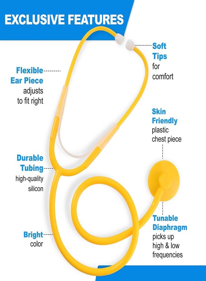 PrimaCare DS-9294 Disposable Stethoscope with Sound Sensitive Chestpiece and 22" PVC Tubing, Yellow, Pack of 10 - Image 3