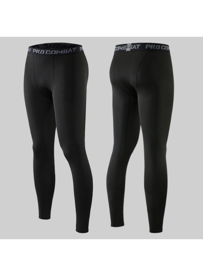 Joychic Sports fitness pants, men's basketball shorts, sweat-wicking, high-elastic tight running training leggings, men's trousers, black - Image 2