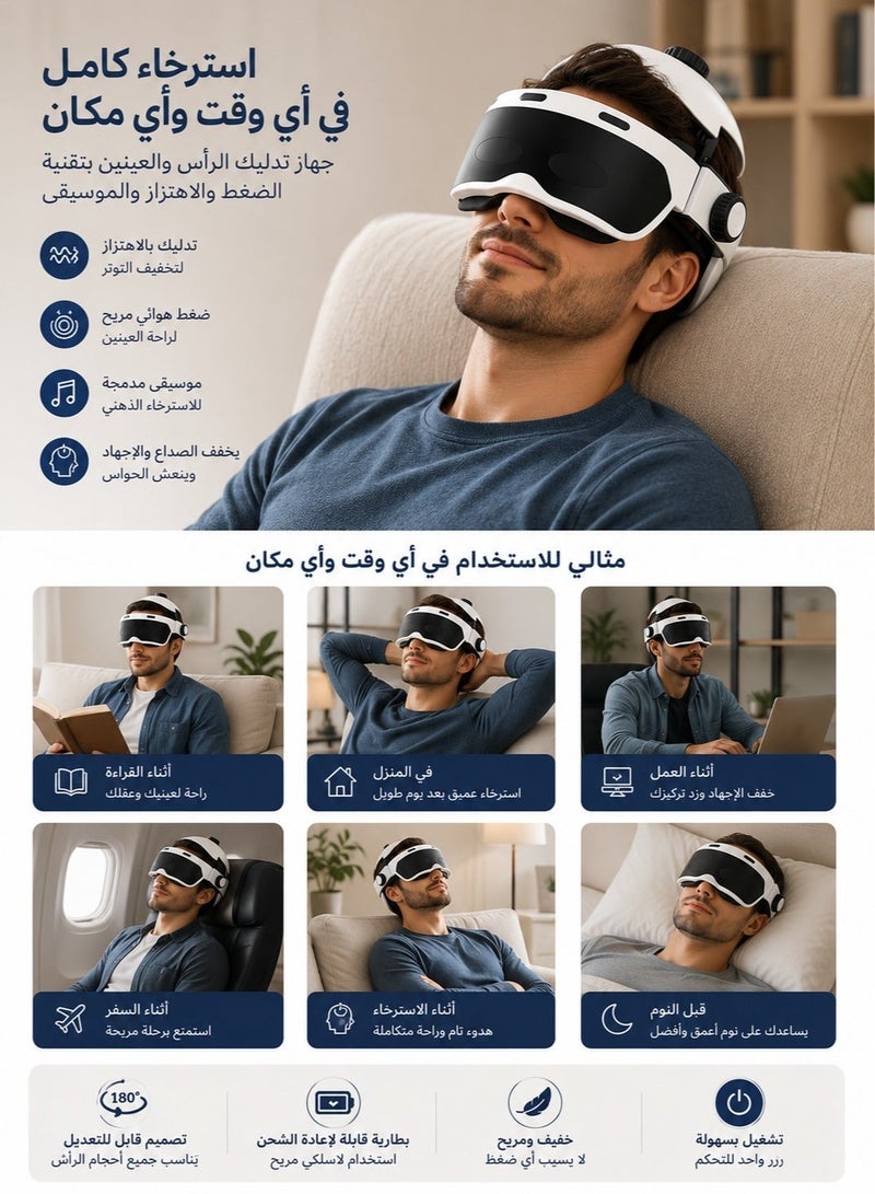 Backcomfort Head and Eye Massage Device with Pressure and Vibration Technology and Music - Image 2
