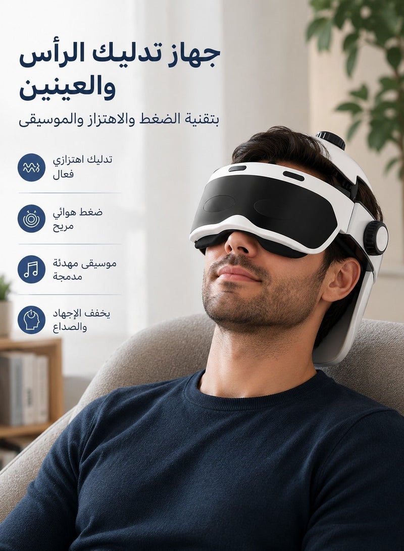 Backcomfort Head and Eye Massage Device with Pressure and Vibration Technology and Music - Image 1