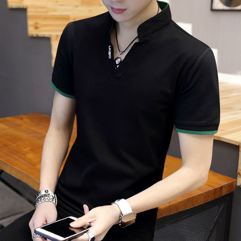 Mens Plain Slim Fit Short Sleeve T-Shirt Black - Image 1