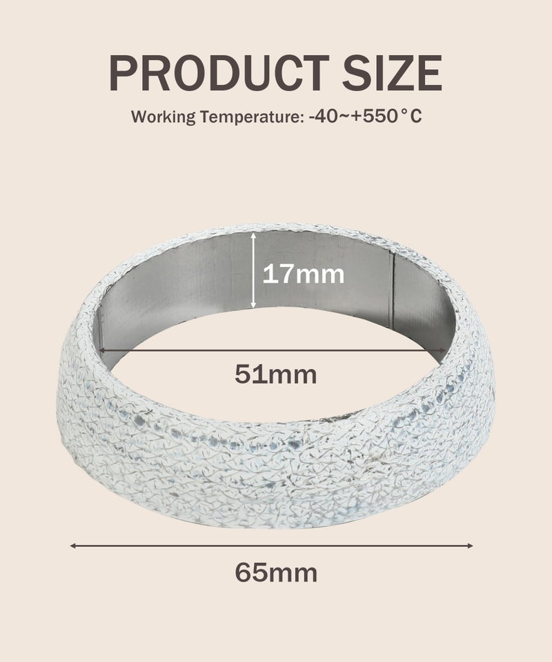 bylikeho Car Exhaust Manifold Gasket,Car Accessories 2inch Donut Gasket,Automotive Exhaust Flange Gasket Seal Ring to Prevent Leaking Between Exhaust Manifold and Exhaust Pipe (2 ") - Image 2