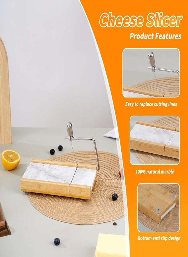 Tianman Cheese Slicer Cheese Cutter with 4 Replacement Cutting Wire,Heavy Duty 8.27"x 4.4",Marble Board Cheese Slicer for Block Cheeses, Butter,Cakes and More(White Grey) - Image 5
