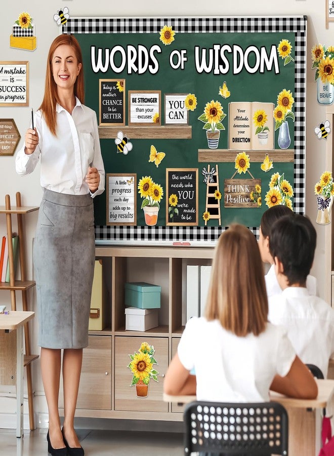 Mooliwe 57 Pcs Sunflower Spring Bulletin Board Set Inspirational Flower Bulletin Board Decoration Positive Cutout Classroom Decoration for School Office Home Teacher Classroom Wall Supplies - Image 5