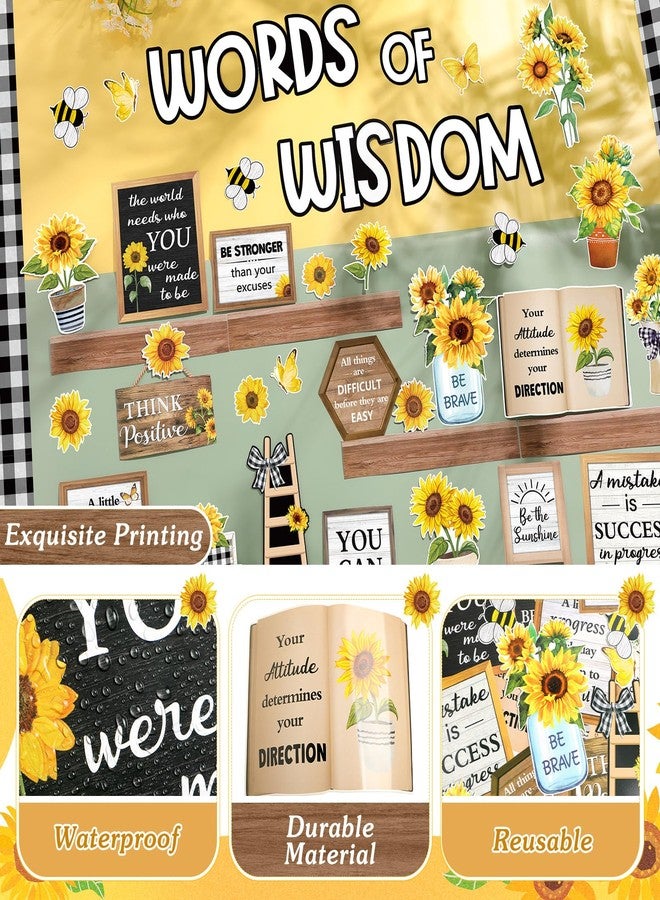 Mooliwe 57 Pcs Sunflower Spring Bulletin Board Set Inspirational Flower Bulletin Board Decoration Positive Cutout Classroom Decoration for School Office Home Teacher Classroom Wall Supplies - Image 4