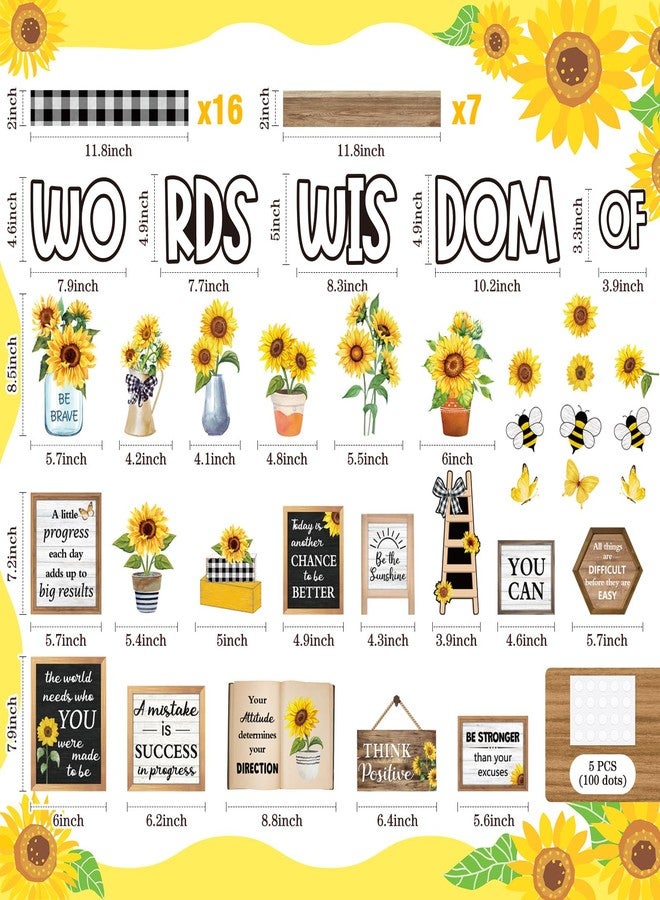 Mooliwe 57 Pcs Sunflower Spring Bulletin Board Set Inspirational Flower Bulletin Board Decoration Positive Cutout Classroom Decoration for School Office Home Teacher Classroom Wall Supplies - Image 3