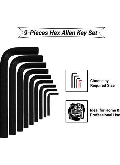 Globotic Globotic 9Pcs Full Hex Allen Key Kit Bolt Spanner Goti Wrench L Shape Repair Tool Set for Bike Bicycle Cycle Guitar Allen Key Set  - Image 3