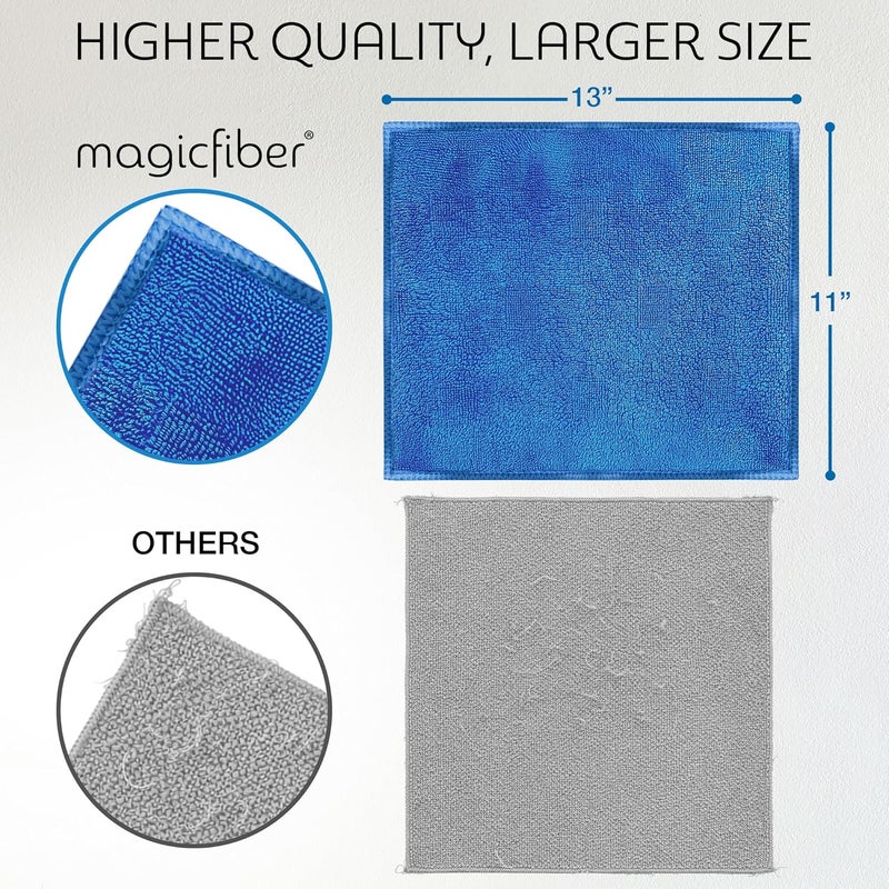 ماجيك فايبر قطعة قماش تنظيف من الألياف الدقيقة MagicFiber - عبوة 12 قطعة، مقاس كبير 13 × 13 بوصة، مناشف قماش تنظيف عالية الامتصاص وخالية من البقع للاستخدام في المنزل، السيارة، النوافذ، التنظيف المنزلي، إزالة الغبار المنزلي، والمطبخ - Image 3