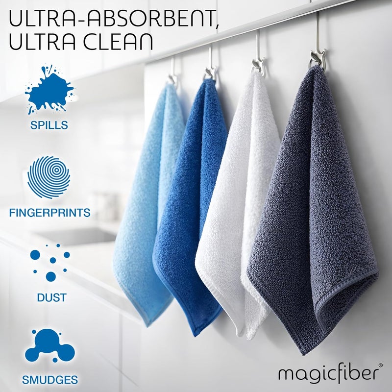 ماجيك فايبر قطعة قماش تنظيف من الألياف الدقيقة MagicFiber - عبوة 12 قطعة، مقاس كبير 13 × 13 بوصة، مناشف قماش تنظيف عالية الامتصاص وخالية من البقع للاستخدام في المنزل، السيارة، النوافذ، التنظيف المنزلي، إزالة الغبار المنزلي، والمطبخ - Image 5