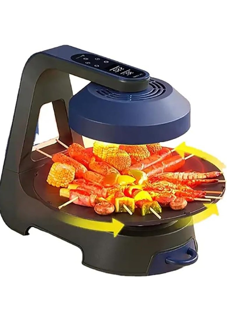 M MIAOYAN Smokeless grill machine, 1390W smokeless electric oven with LCD display, 360° automatic rotating grill plate and 11 adjustable temperatures, removable grill plate, suitable for parties, camping, and various family occasions  - Image 2