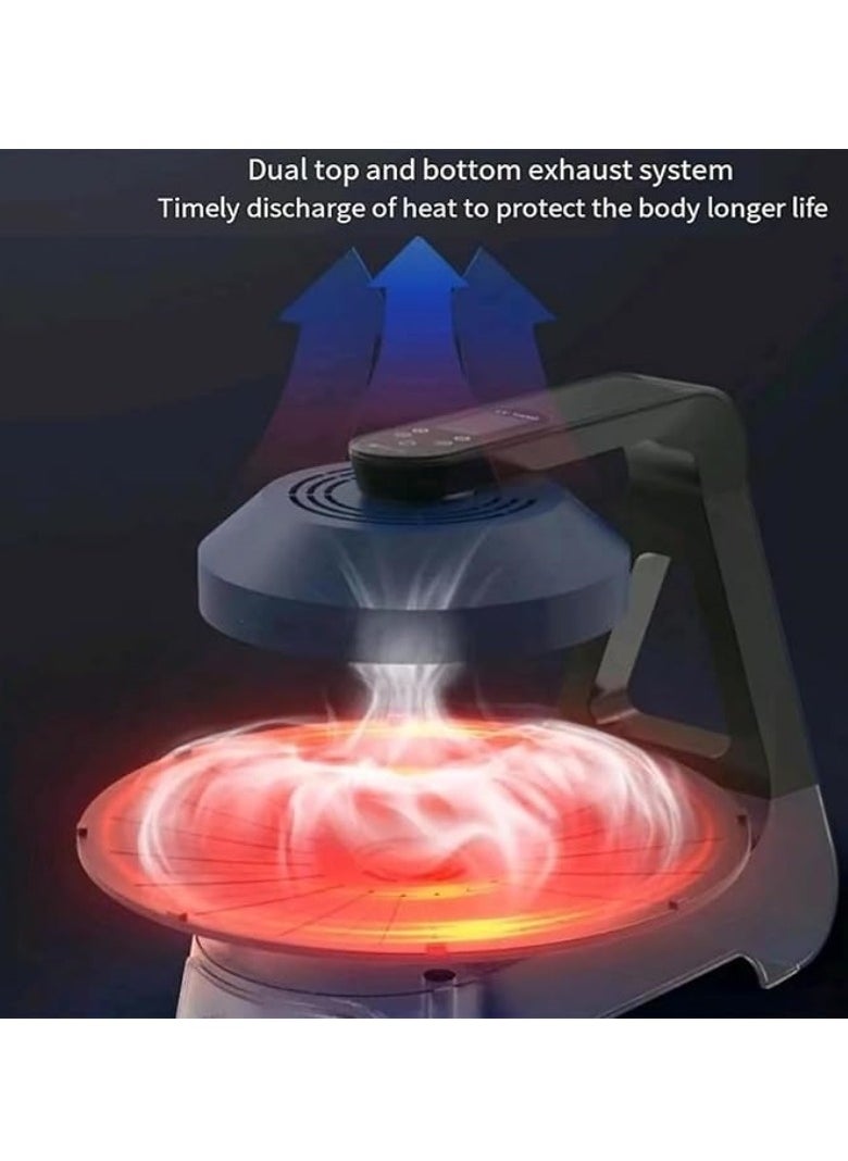 M MIAOYAN Smokeless grill machine, 1390W smokeless electric oven with LCD display, 360° automatic rotating grill plate and 11 adjustable temperatures, removable grill plate, suitable for parties, camping, and various family occasions  - Image 4