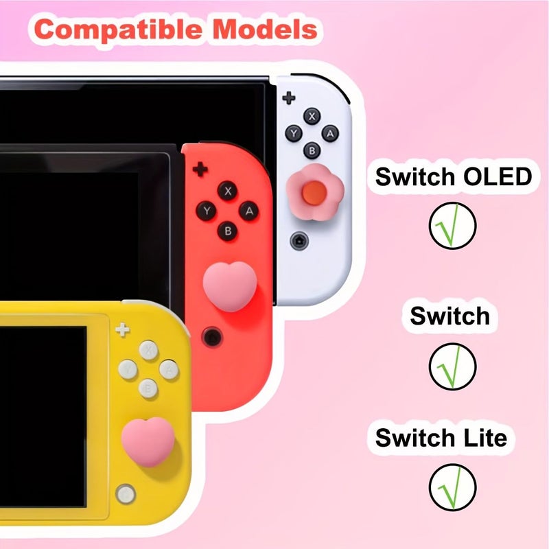 أغطية مقابض الإبهام على شكل قلب وزهرة (قطعتان) لجهاز Nintendo Switch - Image 2