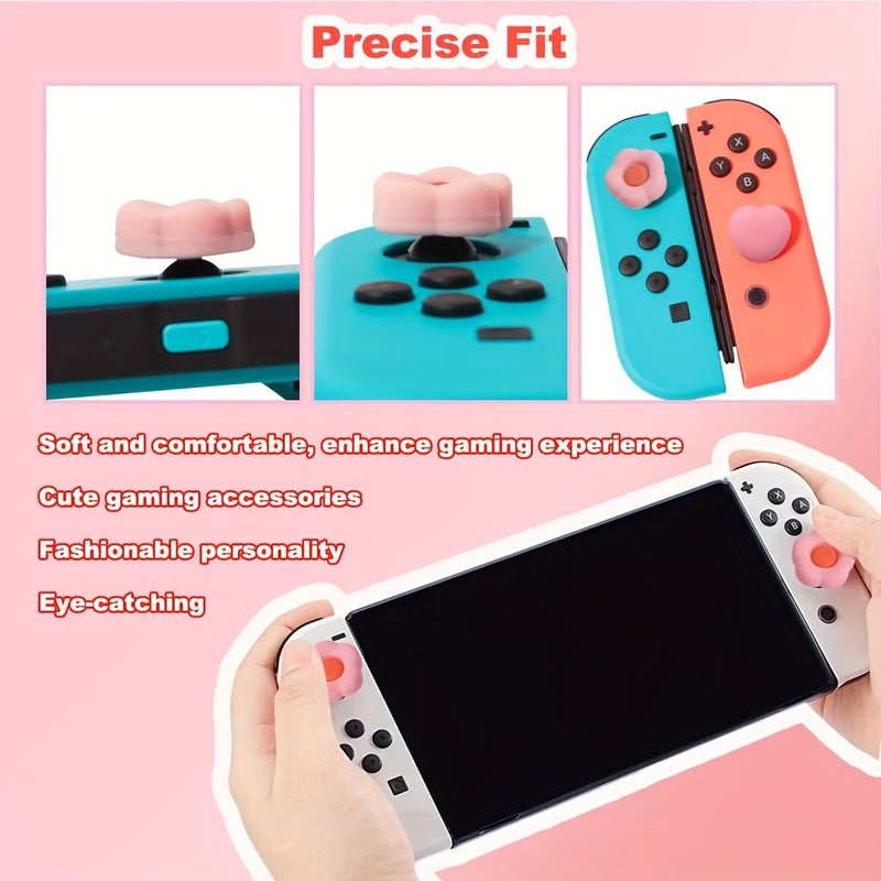 أغطية مقابض الإبهام على شكل قلب وزهرة (قطعتان) لجهاز Nintendo Switch - Image 3