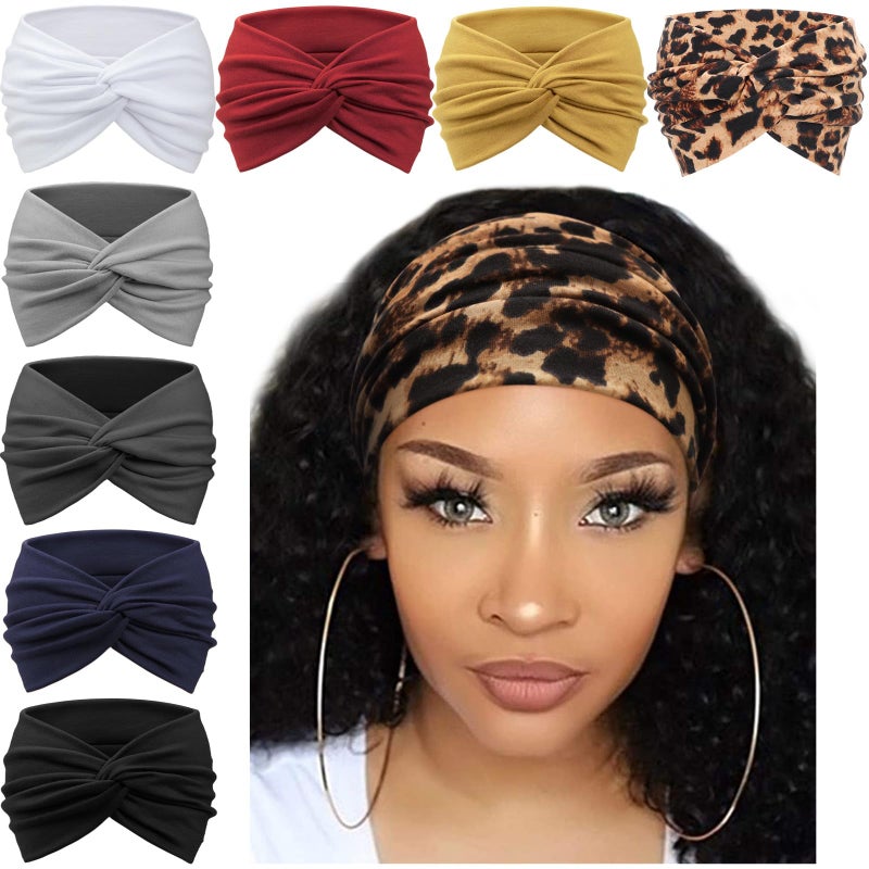 AQOKKA Extra Wide Headbands for Women Large Turban Headband Non Slip Boho Elastic Hairband Hair Twisted Knot Head Bands Accessories - Image 1