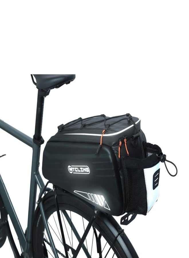 HOMPER Bike Bags for Bicycle Rear Rack, 9L Waterproof Reflective Bicycle Trunk Pannier Saddle Seat Bag with Shoulder Strap for MTB Bike E-Bike, Black - Image 4