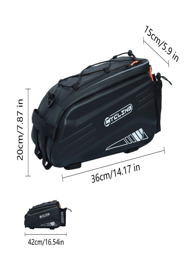 HOMPER Bike Bags for Bicycle Rear Rack, 9L Waterproof Reflective Bicycle Trunk Pannier Saddle Seat Bag with Shoulder Strap for MTB Bike E-Bike, Black - Image 3