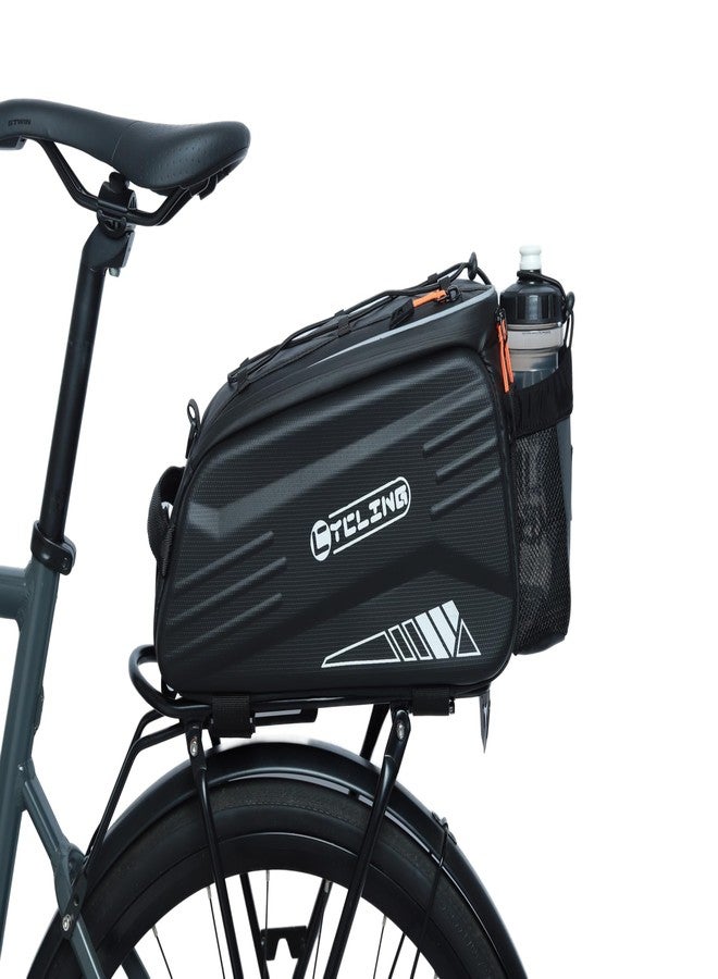 HOMPER Bike Bags for Bicycle Rear Rack, 9L Waterproof Reflective Bicycle Trunk Pannier Saddle Seat Bag with Shoulder Strap for MTB Bike E-Bike, Black - Image 1