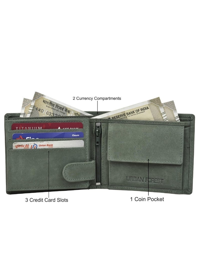 URBAN FOREST Zeus Vintage Green Leather Wallet for Men - Image 4