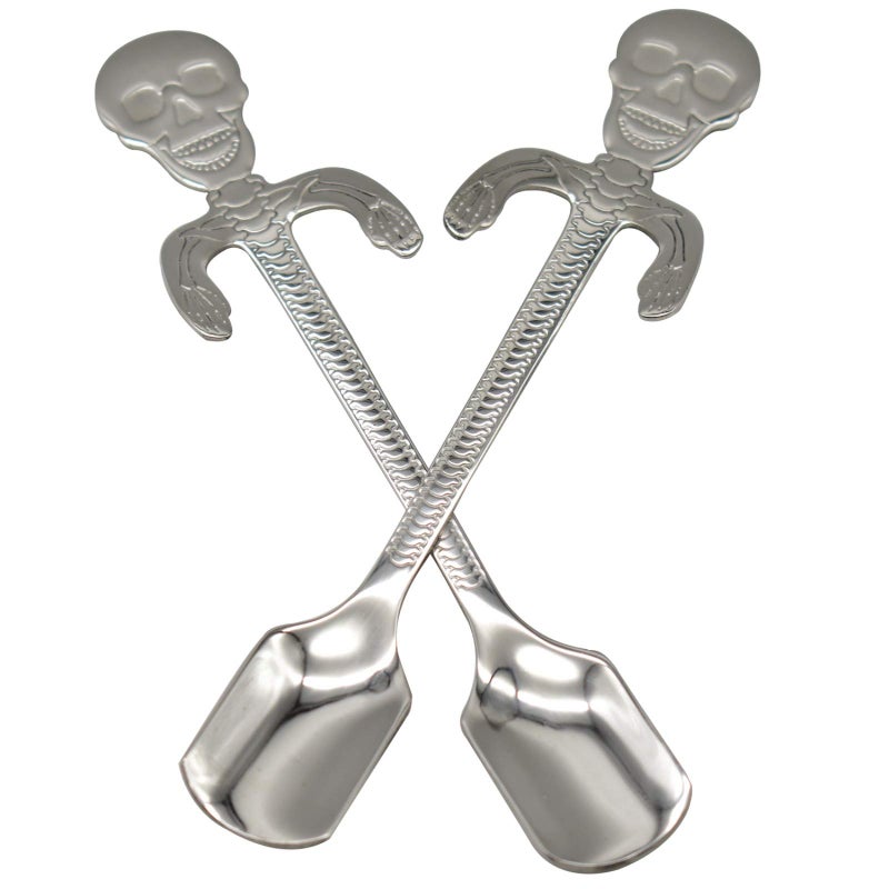 Maydahui 6 Pcs Skull Spoon 5 Inch 18/10(304 )Stainless Steel Hanging Teaspoons Coffee Tea Sugar Espresso Dessert Stirring Spoons Design For Halloween Party Kitchen - Image 3