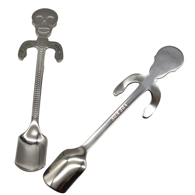 Maydahui 6 Pcs Skull Spoon 5 Inch 18/10(304 )Stainless Steel Hanging Teaspoons Coffee Tea Sugar Espresso Dessert Stirring Spoons Design For Halloween Party Kitchen - Image 4