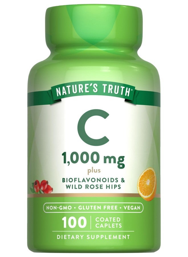 Nature's Truth Nature's Truth Vitamin C Bioflavonoids & Rose Hips | 1000mg | 100 Caplets | Vegetarian, Non-GMO, & Gluten Free Supplement