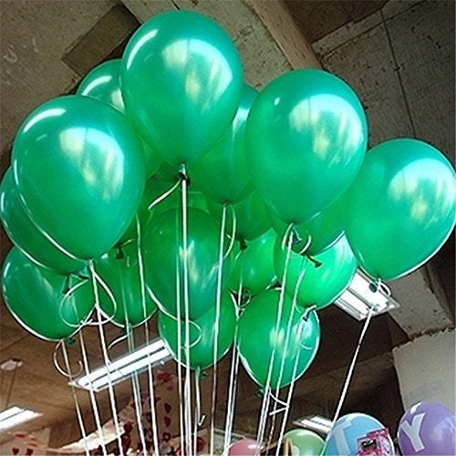 Evisha HD Big Size 50 pcs Metallic | Latex Balloons | Theme Party, Party Decoration | Birthday Party Balloons | Balloons for Party Decoration (Green White) - Image 2