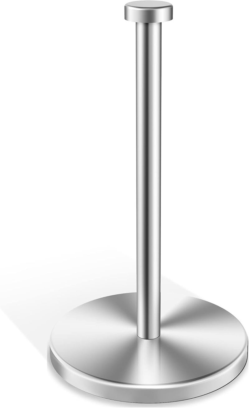 KASTWAVE Paper Towel Holder Countertop, Stainless Steel Paper Towel Holde, Standing Paper Towel Holders for Kitchen Bedroom and Bathroom, Paper Towel Holder Stand with Weighted Base Suction Cups (Silver) - Image 2