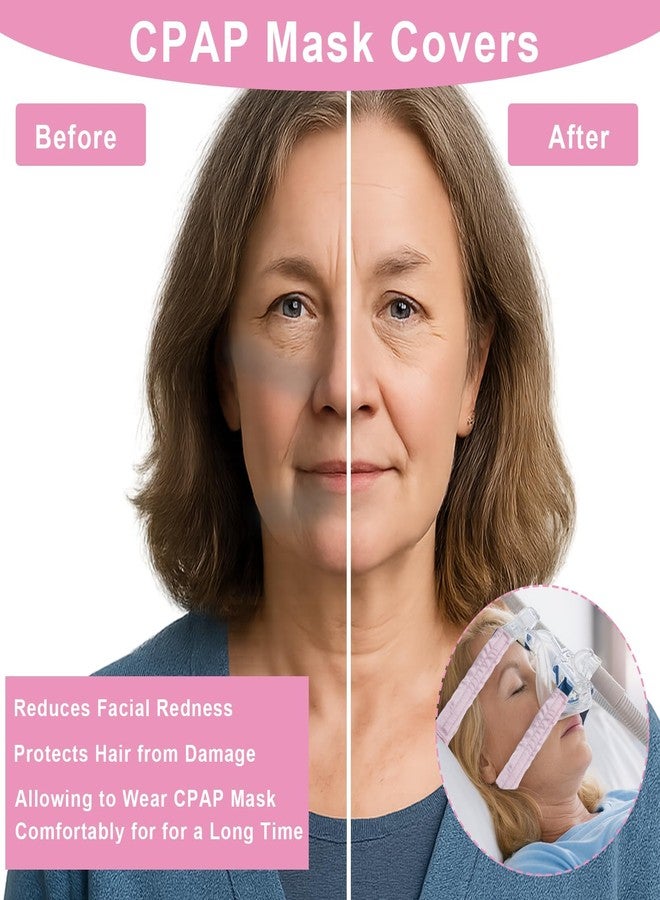 JDVBDNK 7 قطع من أغطية أحزمة جهاز التنفس CPAP المصنوعة من الساتان، أغطية مريحة لأحزمة قناع جهاز التنفس CPAP (وردي) - Image 4