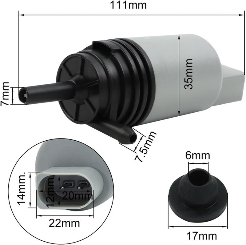 Wivplex Windshield Washer Pump with Grommet - Image 2