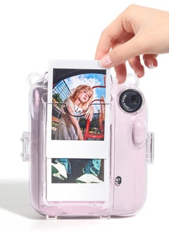 Y&D Clear Case for Fuji Instax Mini 12 /Polaroid 12, Fujifilm Instant Camera with Back Photos Pocket, Shoulder Strap and Beautiful Sticker  - Image 5