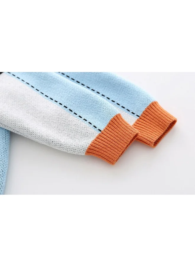ليتل سربرايز بوكس Kids Light Blue with Striking Orange Cardigan Sweater V neck