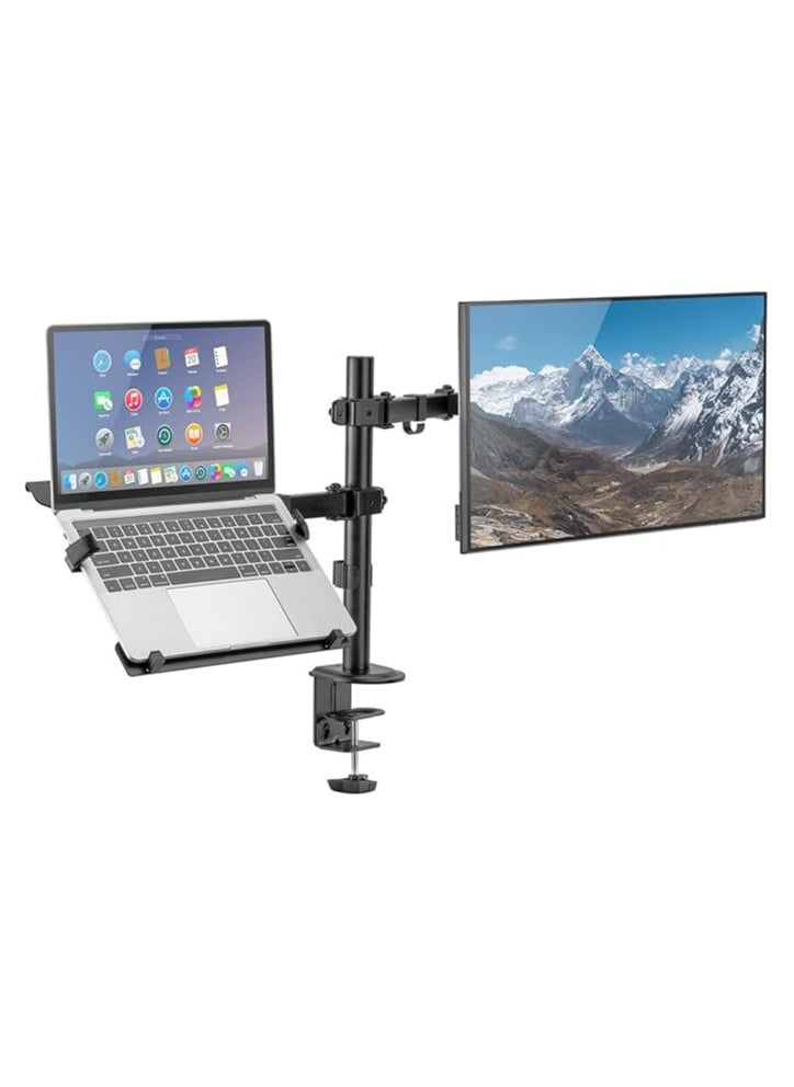 Dual PC Monitor Combo Arm Adjustable Monitor Stand for Notebook with Mount Ultra Wide Full Motion Swivel Long Arm with Gas Spring for Monitors