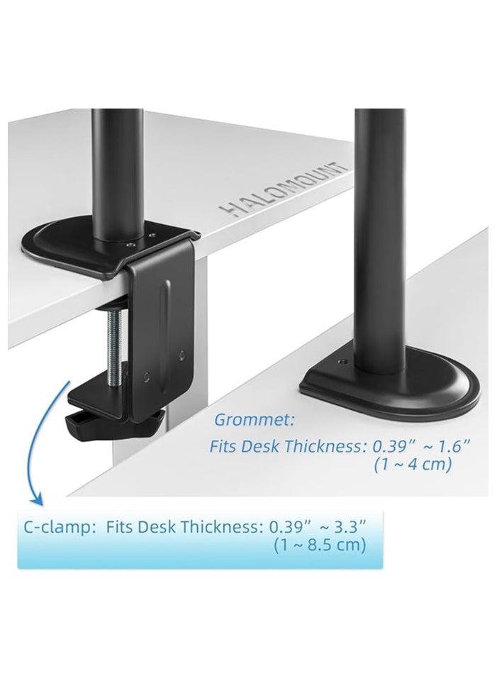 Dual PC Monitor Combo Arm Adjustable Monitor Stand for Notebook with Mount Ultra Wide Full Motion Swivel Long Arm with Gas Spring for Monitors