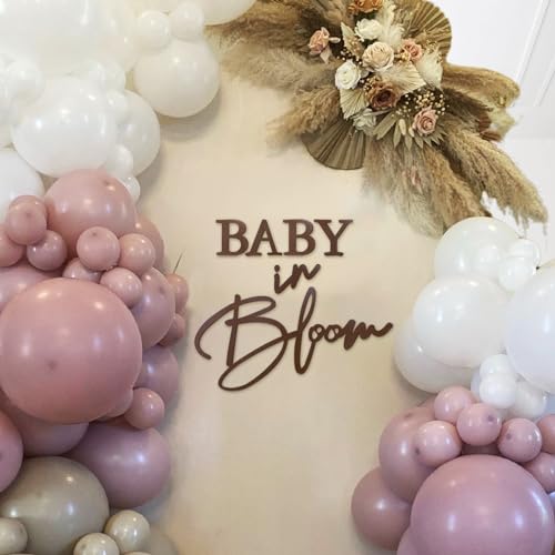 MASTRON Baby in Bloom Sign Brown Felt Letter Baby Shower Sign Baby in Bloom Party Decor Backdrop for Boy or Girl Baby Shower Gender Reveal 1st Birthday Brown - Image 1