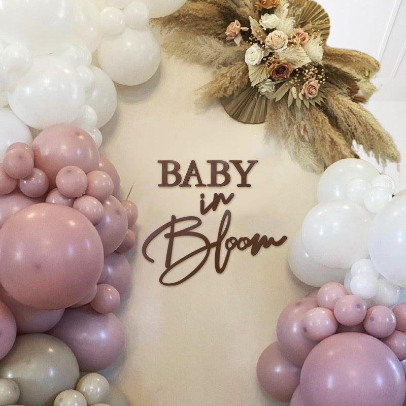 MASTRON Baby in Bloom Sign Brown Felt Letter Baby Shower Sign Baby in Bloom Party Decor Backdrop for Boy or Girl Baby Shower Gender Reveal 1st Birthday Brown - Image 2