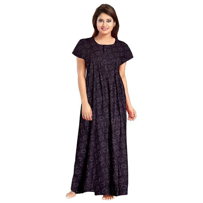 YUKATA Nighty for Women Cotton Printed Maxi Gown Ankle Length Nighty Night Dress Gown for Women Maxi - Free Size (Pack of 2) (Free Size, Coffee&Green) - Image 3