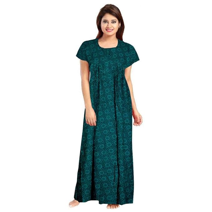 YUKATA Nighty for Women Cotton Printed Maxi Gown Ankle Length Nighty Night Dress Gown for Women Maxi - Free Size (Pack of 2) (Free Size, Coffee&Green) - Image 5