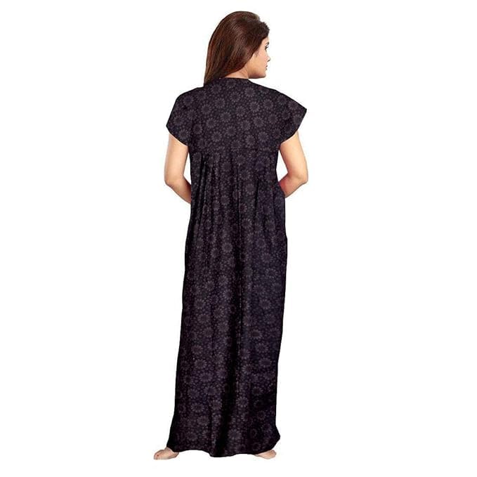 YUKATA Nighty for Women Cotton Printed Maxi Gown Ankle Length Nighty Night Dress Gown for Women Maxi - Free Size (Pack of 2) (Free Size, Coffee&Green) - Image 4