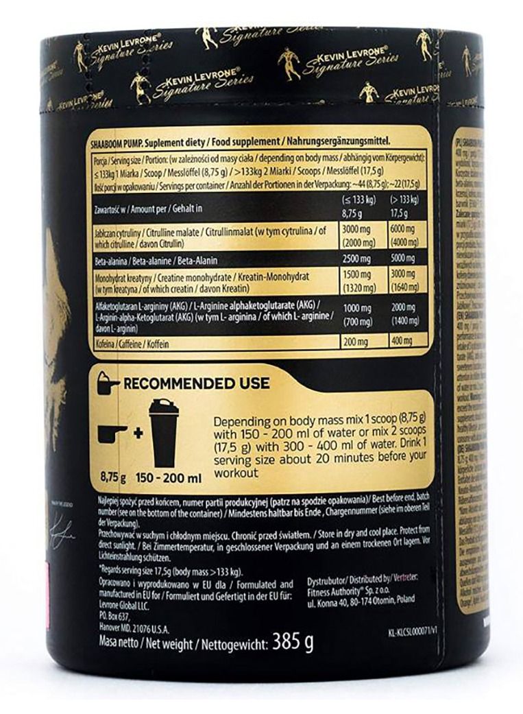 كيفين ليفرون مضخة الشعبوم بنكهة الخوخ والموالح 44 حصة 385 جرام - Image 2
