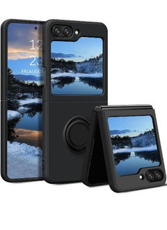 ZOOMEE Protective Soft Silicone Gel Rubber Bumper Slim Hard PC Thin Shockproof Case Cover With Ring Holder For Samsung Galaxy Z Flip 5 2023 Black  - Image 1