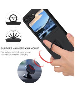 ZOOMEE Protective Soft Silicone Gel Rubber Bumper Slim Hard PC Thin Shockproof Case Cover With Ring Holder For Samsung Galaxy Z Flip 5 2023 Black  - Image 3