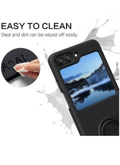 ZOOMEE Protective Soft Silicone Gel Rubber Bumper Slim Hard PC Thin Shockproof Case Cover With Ring Holder For Samsung Galaxy Z Flip 5 2023 Black  - Image 4