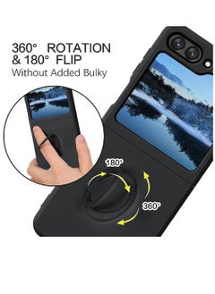 ZOOMEE Protective Soft Silicone Gel Rubber Bumper Slim Hard PC Thin Shockproof Case Cover With Ring Holder For Samsung Galaxy Z Flip 5 2023 Black  - Image 2