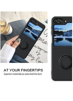 ZOOMEE Protective Soft Silicone Gel Rubber Bumper Slim Hard PC Thin Shockproof Case Cover With Ring Holder For Samsung Galaxy Z Flip 5 2023 Black  - Image 5