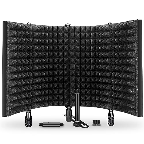 Aokeo Studio Recording Microphone Isolation Shield, Pop Filter.High density absorbent foam is used to filter vocal. Suitable for blue yeti and any condenser microphone recording equipment - Image 1