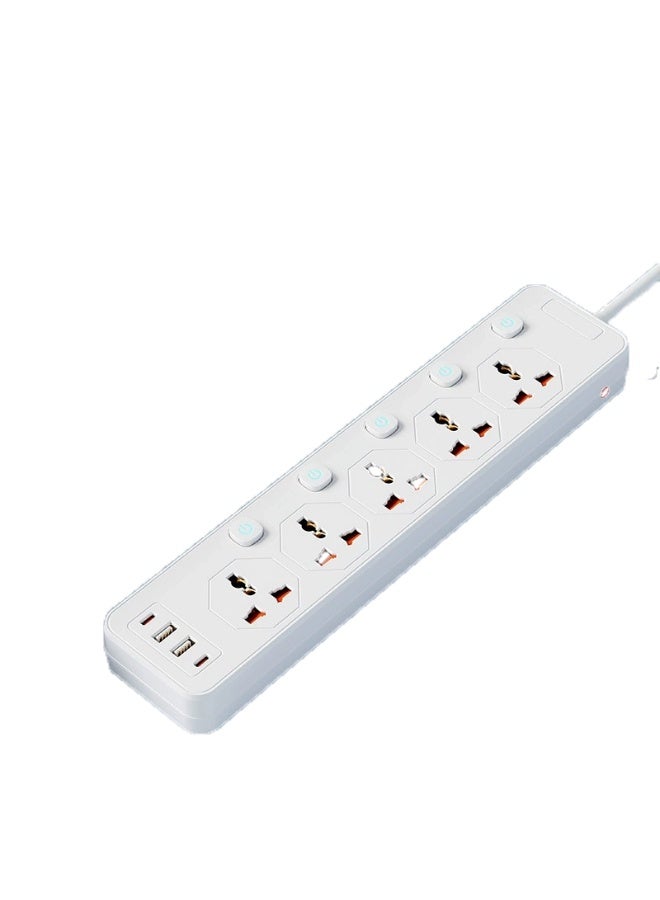New Universal Power Strip with USB, UK Plug to Universal 5-Hole Socket, Individual Switches - Image 2