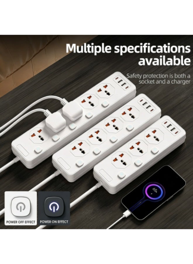 New Universal Power Strip with USB, UK Plug to Universal 5-Hole Socket, Individual Switches - Image 3