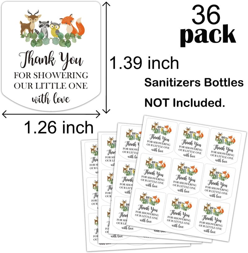 EKSPLODI Hand Sanitizer Labels Thank You for Showering Our Little One with Love Stickers Baby Shower Favor Stickers Safari Baby Shower Party Favors Green 126 inch x 139 inch - Image 2
